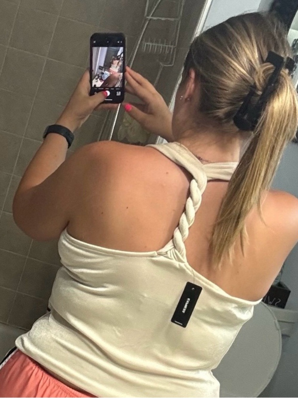 Express Sleeveless Braided Halter Top in Light tan - Picture 5 of 5